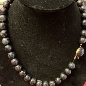 1940s Austrian Mod Elegant Black Beaded Mourning Necklace